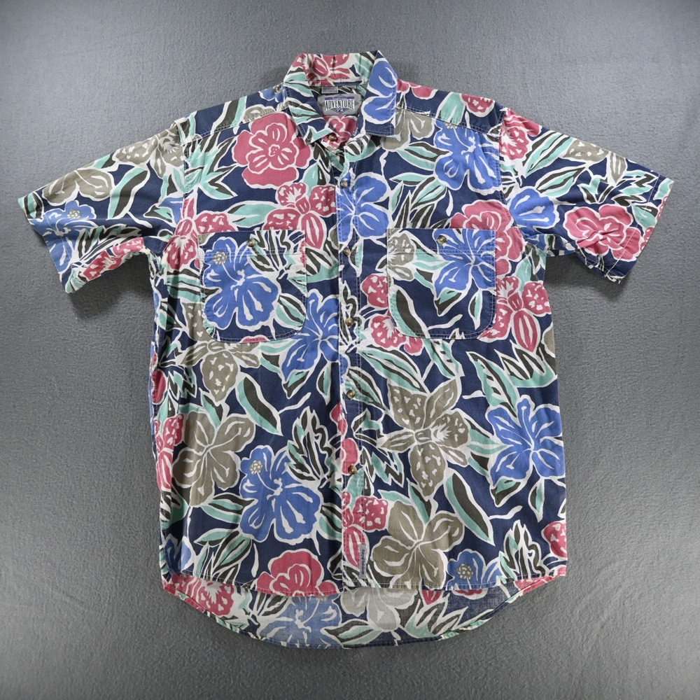 Royal Robbins Mens Adventure Floral Short Sleeve Button Up Shirt Medium Vintage